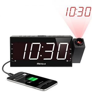 Mesqool AM/FM Digital Dimmable Projection Alarm Clock Radio