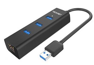 TECKNET Aluminum 3-Port USB 3.0 Hub and Adapter
