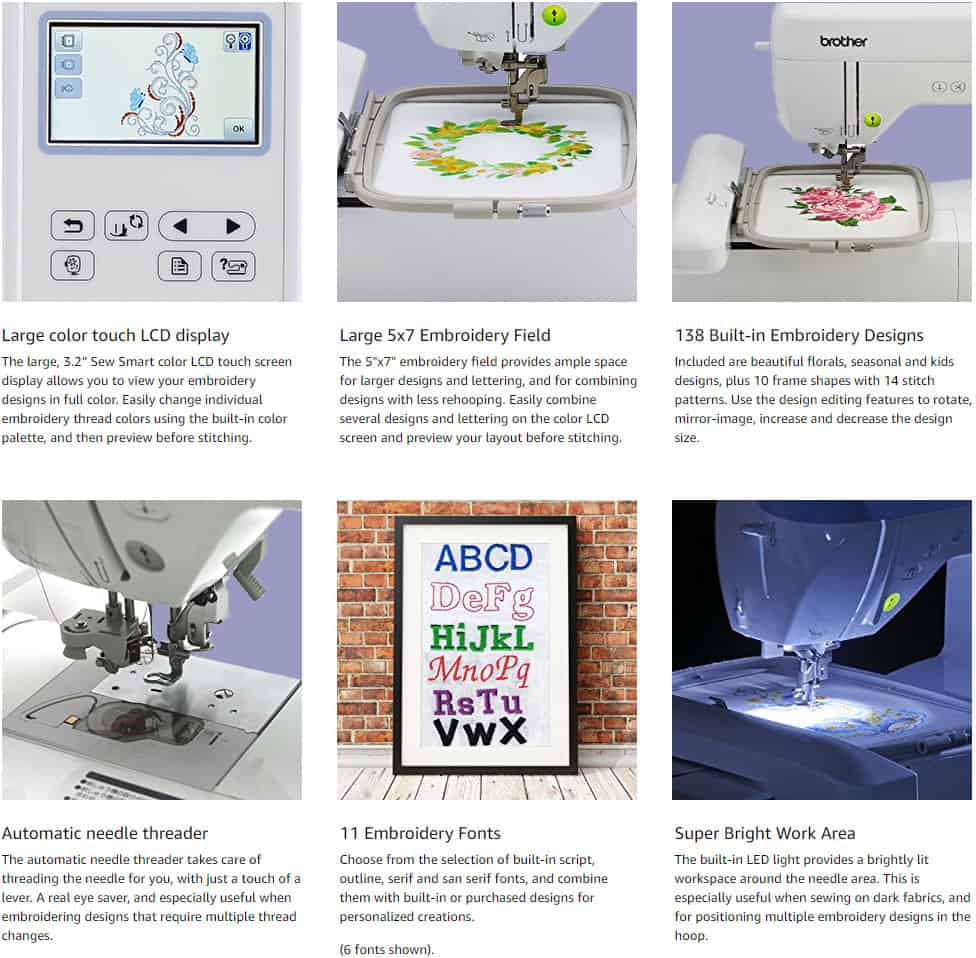 Brother PE800, 5x7 Embroidery Machine Features